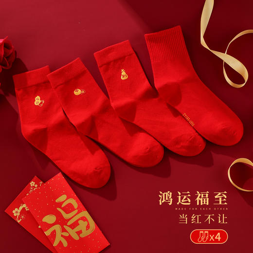 ALDOLA/雅黛俪本命年红色袜子2025年秋冬新品女生女士中筒袜大红 商品图1