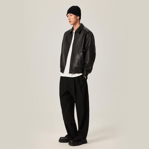 NPC潮牌100%绵羊毛长裤松紧宽腰裤装秋季新款男自然垂感NP46TR06 商品图3