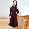 QYM 25S28-Y假两件长袖连衣裙妈妈装中长款A字裙 商品缩略图1