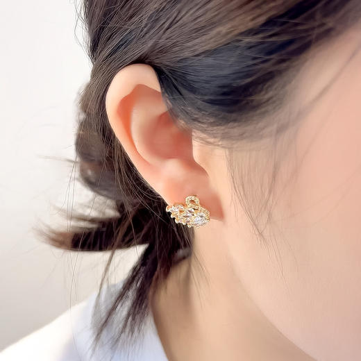 BAOFANDI宝梵迪精致轻奢满钻天鹅耳钉个性超闪时尚气质百搭耳钉BF 商品图4