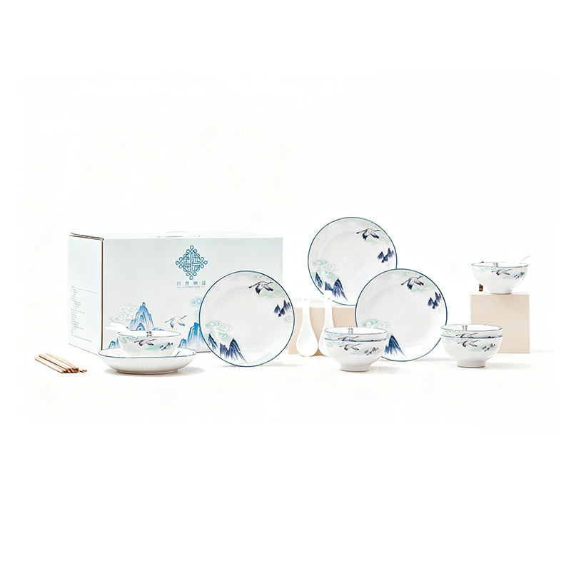 高颜值餐具礼盒 | 共禾京品鹤翔云天22头中国风餐具套装