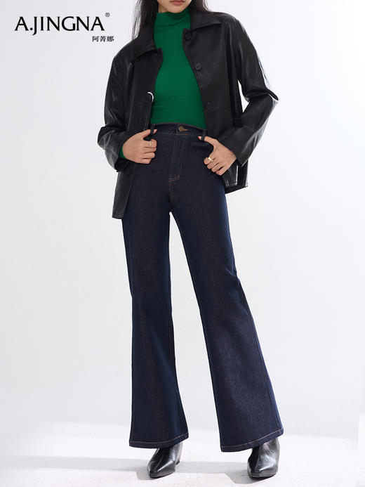 【复古微喇】阿菁娜气质通勤修身微喇牛仔裤F30D210009 商品图3