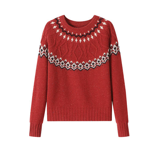 QF 20-1573麻花羊毛毛衣软糯圆领提花针织衫上衣 商品图4