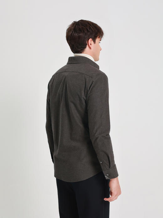 callisto雪茄棕长绒棉休闲长袖衬衫 商品图4