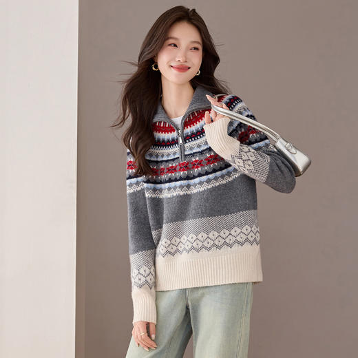 QF 20-1578羊毛费尔岛毛衣气质轻奢减龄毛衣 商品图3