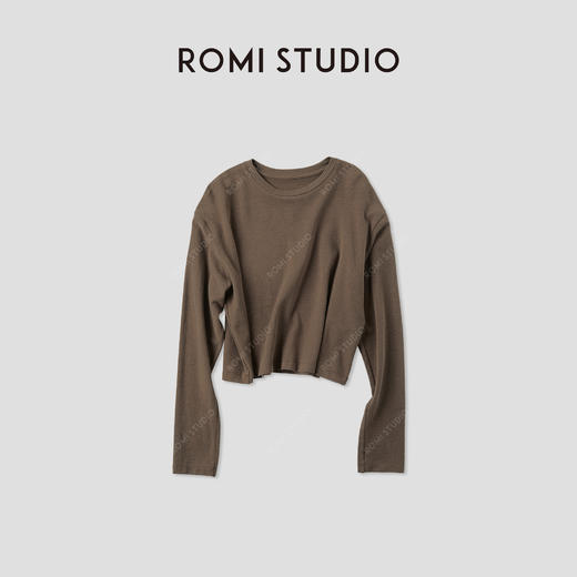 ROMI STUDIO“简约舒适”棉质环保工艺蓬松云感长袖T恤 RWCAS65803 商品图1