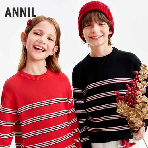 【新年波】男女童圆领长袖针织衫春季新款安奈儿童装EM614511 商品图0