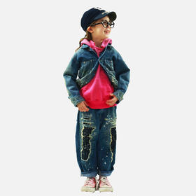 日本DD童装 DENIM DUNGAREE 8盎司丹宁牛仔做旧补丁休闲长裤