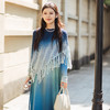 【林栖设计小店】亚麻流苏披肩青绿渐变度假风镂空针织2026早春新款外搭女F2952508B 商品缩略图4