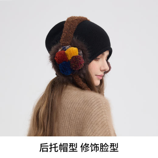卡蒙新款羊绒羊毛冬帽子大头围针织帽护耳防寒保暖毛线帽女显脸小KM-9693 商品图4