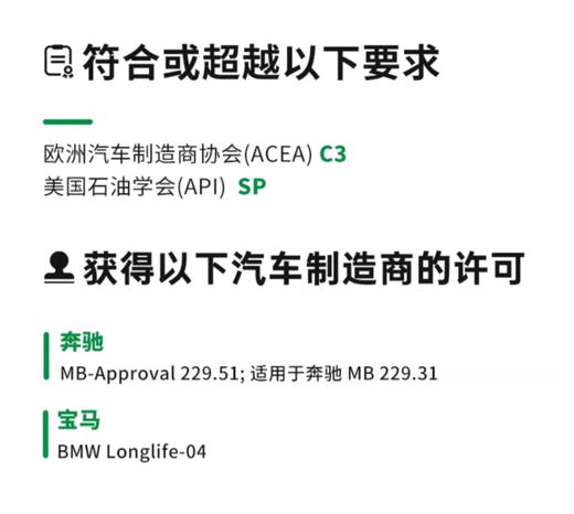 嘉实多极护5W-40 API SP;ACEA  C3 全合成润滑油,宝马BMW Longlife-04;奔驰MB-Approval229.31/229.51 商品图3