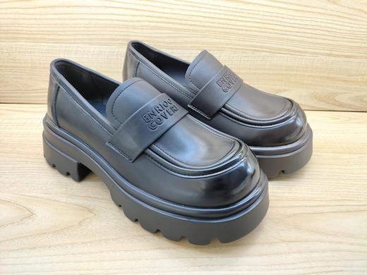 2025春季新款豪行真皮女鞋25122110时尚中跟舒适休闲乐福单鞋 商品图2