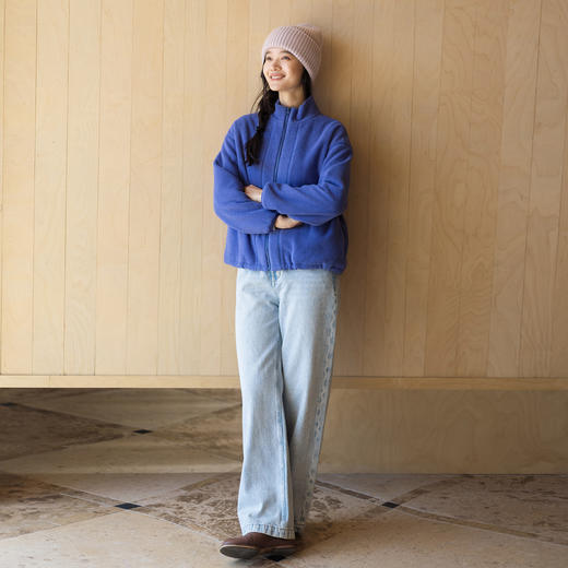 特绽放662朵/暖暖卫衣·棉针织摇粒绒立领长袖下摆抽绳开襟外套女 商品图2