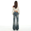 罗蒙春秋款牛仔裤女士复古水洗渐变微喇裤低腰辣妹风显瘦喇叭拖地裤子 商品缩略图6