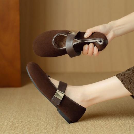 【预售5天】全真皮磨砂羊皮一字带玛丽珍鞋，圆头浅口单鞋平底舒适小皮鞋NJMK&K1205M-1 商品图3