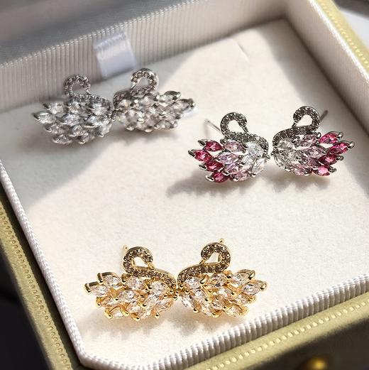 BAOFANDI宝梵迪精致轻奢满钻天鹅耳钉个性超闪时尚气质百搭耳钉BF 商品图2