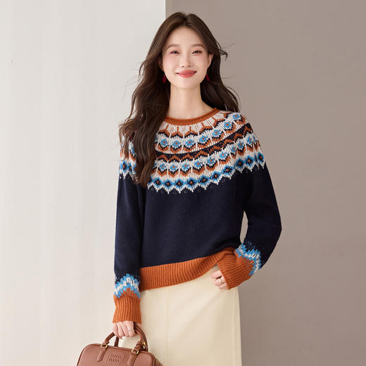 QF 20-1575羊毛毛衣复古慵懒风宽松洋气上衣 商品图1