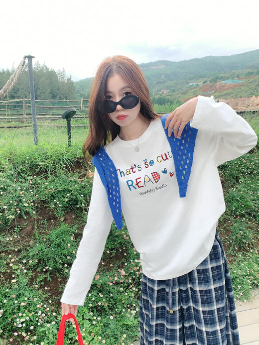 【110元任选2件】现货！韩系彩色涂鸦印花圆领设计长袖 商品图11