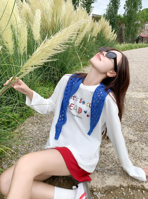 【110元任选2件】现货！韩系彩色涂鸦印花圆领设计长袖 商品图7