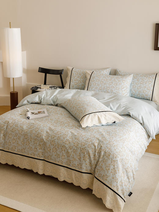 丝享全棉纯棉提花小法式镂空花边四件套卧室儿童成人通用 商品图10