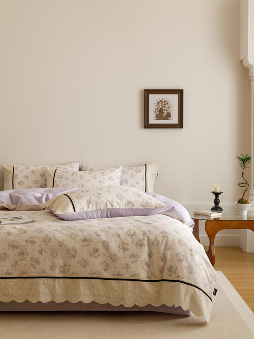 丝享全棉纯棉提花小法式镂空花边四件套卧室儿童成人通用 商品图3