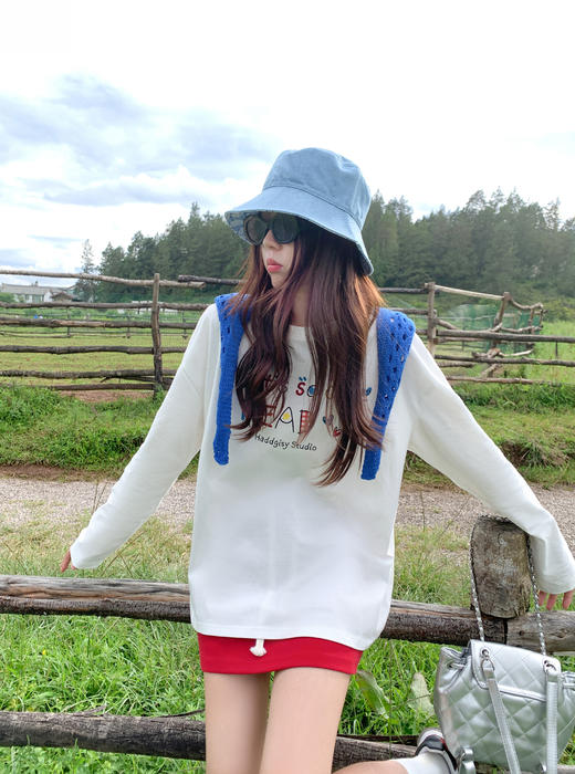 【110元任选2件】现货！韩系彩色涂鸦印花圆领设计长袖 商品图5