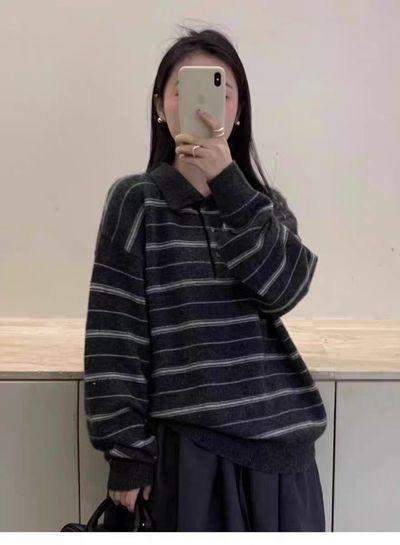 🌺【MOMOTIABIN翻领撞色条纹羊毛衫DBTHJZYMB2535】🌟解锁ins博主高级感穿搭密码🔑救命！⁩这件毛衣也太太太韩了吧！⁮ 随手一穿就是ins博主同款氛围感 商品图6