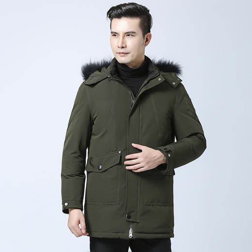 【断色特价】【90绒】罗蒙羽绒服男士中长款连帽休闲厚实保暖羽绒服男外套 商品图1