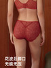 遐【Monica】性感全蕾丝平角裤红色纯棉裆透气速干中腰无痕内裤女 商品缩略图2