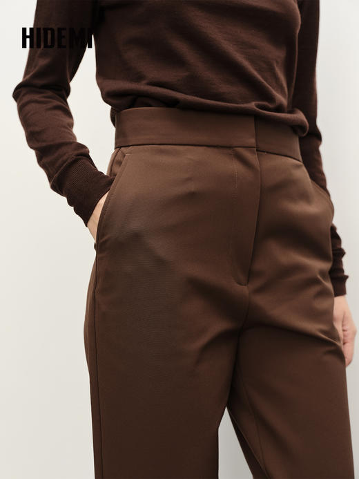 超显瘦极简铅笔裤九分卷边西裤 黑色/生巧 商品图1