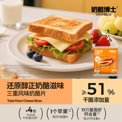 【VIP频道】奶酪博士三重风味奶酪片 烘焙干酪芝士儿童早餐自制 商品图0