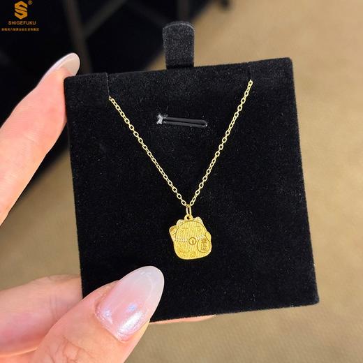 【品牌授权】【香港周六福】黄金钻石首饰足金内嵌足银CNC精雕招财猫吊坠（附赠K金项链） 商品图4