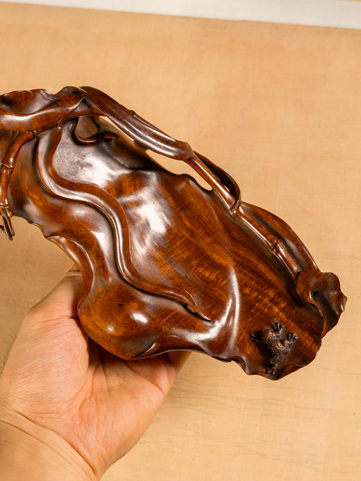 二十世纪	黄花梨雕竹枝青蛙香盘 商品图2