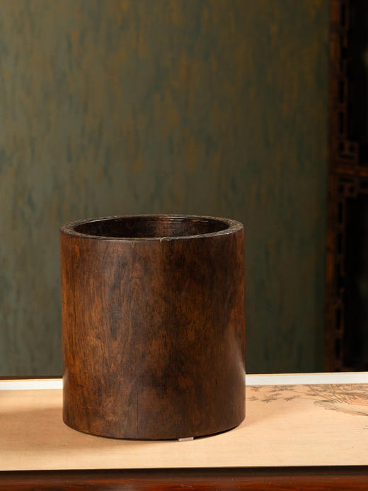 清	黄花梨嵌银丝素工笔筒 商品图2