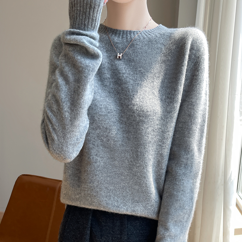 【清河羊毛羊绒专场】鹿展YBS2401 女款圆领羊毛衫 100%羊毛