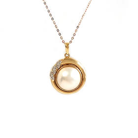 【天然正品】AU585镶钻镶天然近完美约12.2MM海水马贝珠吊坠项链链长：45CM女士051025NJ28现售价：3680