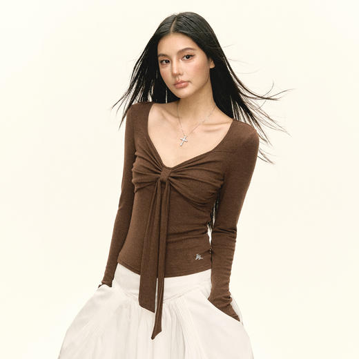 Ariseism 美式复古长袖T恤女秋季新款修身上衣 商品图1