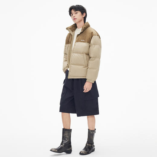 gxg.jeans男装2024年冬季热卖双色灯芯绒拼接款短款立领羽绒服男J24D1D2501574 商品图3