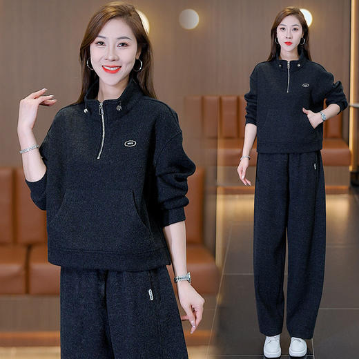 YM 8553-105时尚休闲套装时髦洋气上衣+弯刀阔腿裤 商品图3