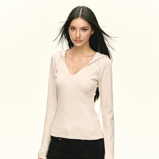 Ariseism 美式复古连帽修身连帽毛衣女秋季新款 商品图1