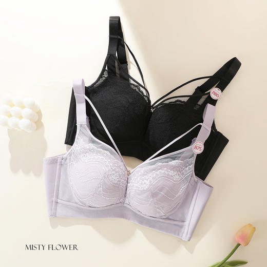 【商场同款】熳洁儿 小胸聚拢文胸性感蕾丝织带梦中舞会系列莫代尔蚕丝杯25701506 商品图8