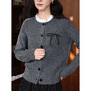 鹿向南「灰柏秋日」灰色长袖针织开衫女装秋季新款设计感宽松毛衣L58830 商品缩略图2