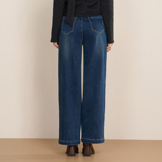 EITIE爱特爱复古高腰直筒显瘦加绒保暖2025冬季新款裤子D2505917 商品图4