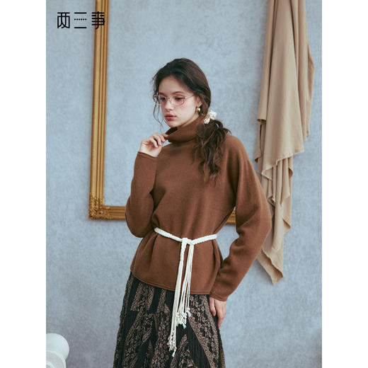 两三事 柔软独白 2025冬季新款百搭高领套头针织衫女打底外穿 商品图0