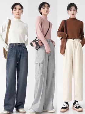 【限时福利 买一送一 德芙小立领】升级款限时特惠 穿了跟没穿一样 奶乎乎软绵绵 半高领面膜衫女内搭秋冬磨毛打底衫修身保暖外穿长袖T恤百搭上衣