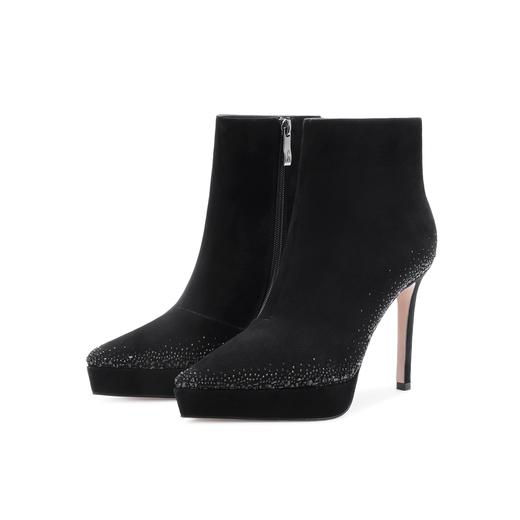 诺贝达冬季新款时装靴尖头细跟中筒女靴显瘦防水台高跟鞋RA254315 商品图0