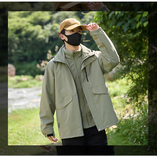 雪梵莱【男女款三合一防风衣】可拆卸三合一 （防水外壳+摇粒绒内胆） 保暖不臃肿 外套防风防雨，自由穿拆 不怕昼夜温差大!三防面料户外出行必备 商品图5