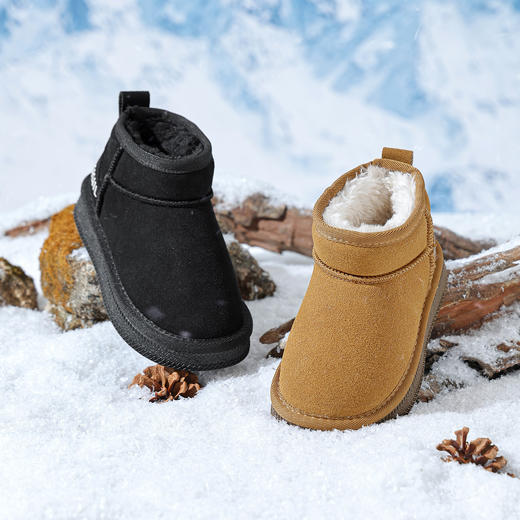 ANNIL/安奈儿童鞋女童可爱加绒雪地靴一体厚底增高冬季加厚棉童鞋HG5411596 商品图4