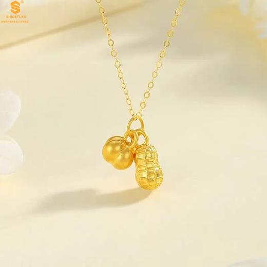 【品牌授权】【香港周六福】黄金钻石首饰 5D足金吊坠好事发生（附赠K金项链） 商品图1