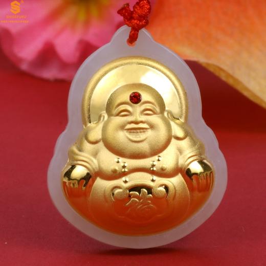 【品牌授权】【香港周六福】黄金钻石首饰 金镶玉-大宝石佛 商品图3